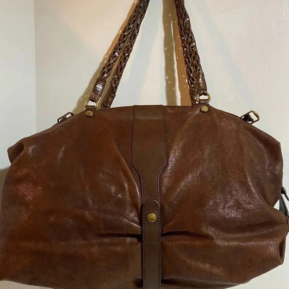 Gryson brown distressed leather satchel handbag - Picture 2 of 16